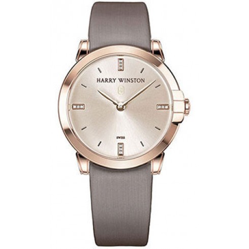Harry Winston Midnight Champagne Sunray Diamond Dial 18kt Rose Gold Satin Ladies Watch MIDQHM32RR001 watches