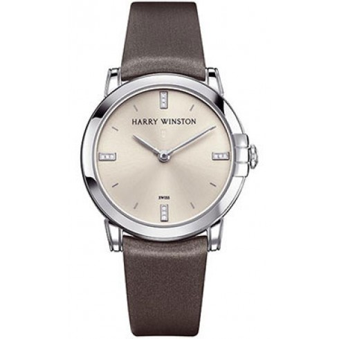 Harry Winston Midnight Silver Dial 18kt White Gold Brown Satin Ladies Watch MIDQHM32WW001 watches