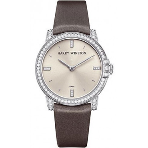 Harry Winston Midnight Silver Dial 18kt White Gold Diamond Satin Ladies Watch MIDQHM32WW002 watches
