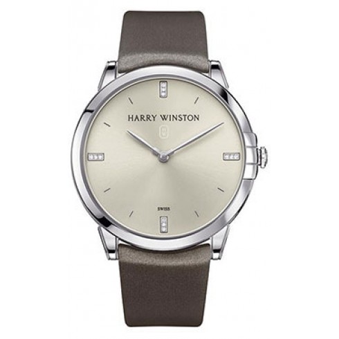 Harry Winston Midnight Silver Dial 18kt White Gold Satin Men's Watch MIDQHM39WW001 watches