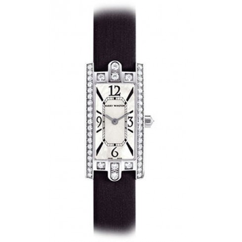 Harry Winston Mother Of Pearl Dial 18kt White Gold Diamond Black Satin Ladies Watch AVCQHM19WW018 watches