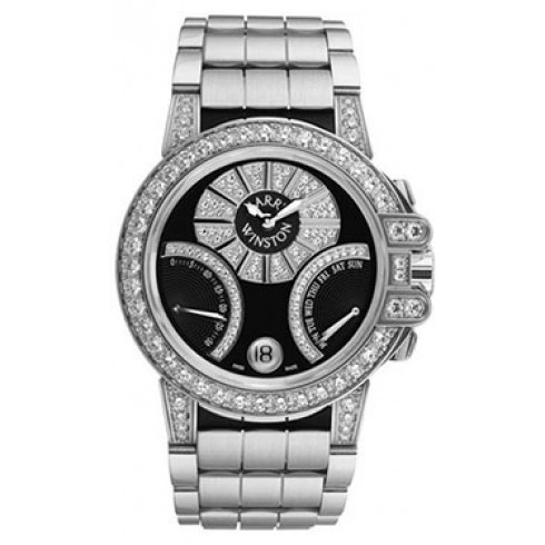 Harry Winston Ocean Bietrograde Black Dial 18kt White Gold Diamond Men's Watch OCEABI36WW022 watches