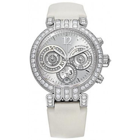 Harry Winston Premier Chronograph Diamond Silver Dial White Gold Ladies Watch PREACH39WW001 watches