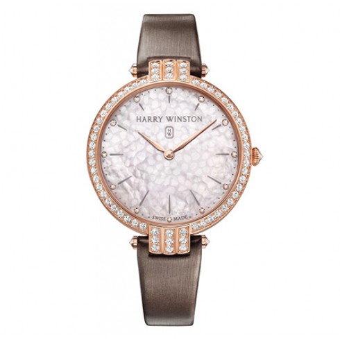 Harry Winston Premier Pink Mother of Pearl Dial Satin Ladies Watch PRNQHM39RR001 watches