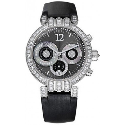 Harry Winston Premiere Anthracite Dial Chronograph 18kt White Gold Diamond Satin Men's Watch PREACH39WW002 watches