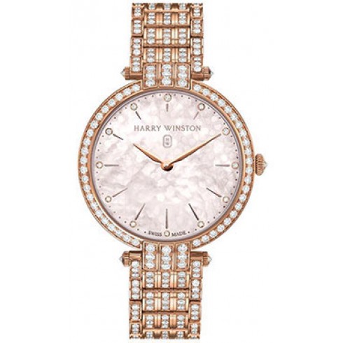 Harry Winston Premiere Beaded Mother of Pearl Dial 18kt Rose Gold Diamond Ladies Watch PRNQHM36RR003 watches