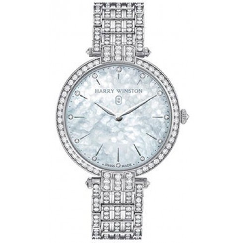 Harry Winston Premiere Beaded Mother of Pearl Dial 18kt White Gold Diamond Ladies Watch PRNQHM36WW003 watches