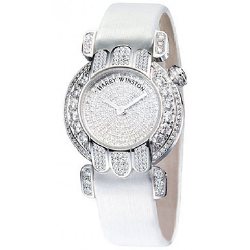 Harry Winston Premiere Bijou Diamond Pave Dial 18kt White Gold Satin Ladies Watch PREQHM27WW084 watches