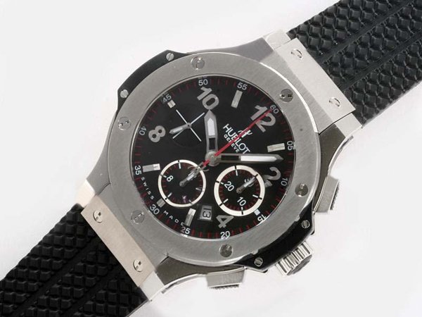Hublot Big Bang 44mm 301.TM.425.RX Black Dial Stainless Steel Bezel Black Rubber Strap Watch watches