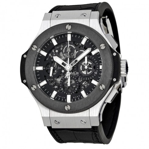 Hublot Big Bang Aero Chronograph Black Skeleton Dial Black Rubber Strap Men's Watch 311-SM-1170-GR watches