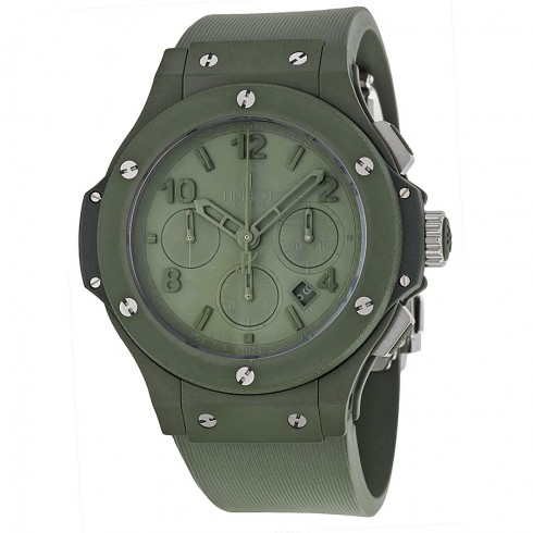 Hublot Big Bang Automatic Chronograph Green Dial Green Ceramic Rubber Men's Watch 301GI5290RG watches