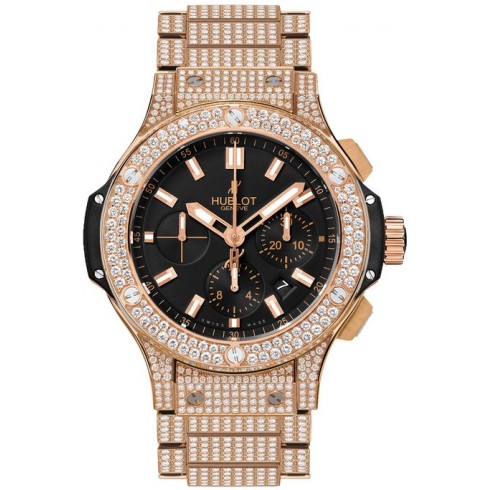 Hublot Big Bang Black Dial 18kt Rose Gold Diamond Men's Watch 301PX1180PX3704 watches