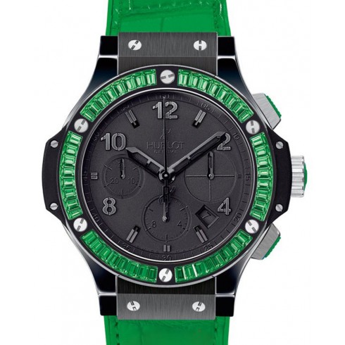 Hublot Big Bang Black Dial Green Gummy Alligator Chrongoraph Unisex Watch 341CG1110LR1922FMF10 watches