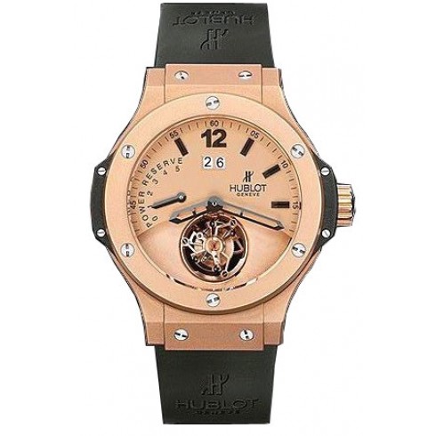 Hublot Big Bang Champagne Dial 18kt Rose Gold Black Rubber Automatic Men's Watch 302PI500RX watches