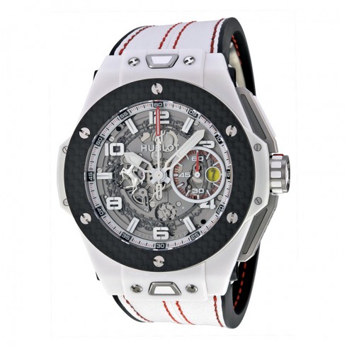 Hublot Big Bang Ferrari White Ceramic Carbon Dial Skeleton Ceramic Men's Sports Watch 401.HQ.0121.VR watches