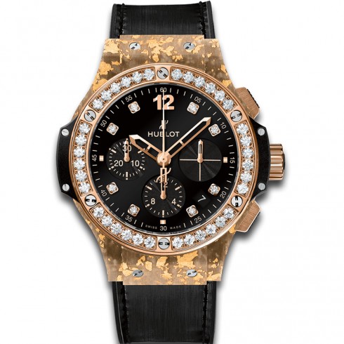 Hublot Big Bang Gold Linen Natural Gold Black Diamond Dial Limited Edition Ladies Watch 341.XN.1280.NR.1204 watches
