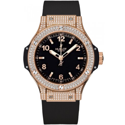 Hublot Big Bang Gold Pave Diamond Black Dial 18 kt Rose Gold Ladies Watch 361.PX.1280.RX.1704 watches