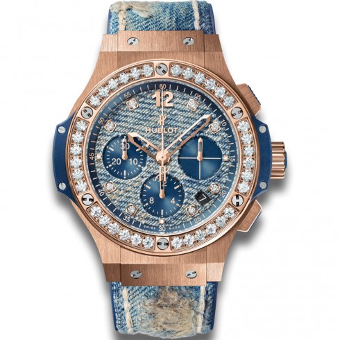 Hublot Big Bang Jeans Blue Diamond Dial 18k Gold Chronograph Limited Edition Men's Watch 341.PL.2780.NR.1204.JEANS watches