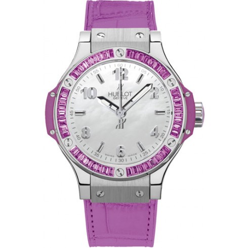 Hublot Big Bang Mother of Pearl Dial 48 Amethyst Baguettes Purple Rubber Unisex Watch 361.SV.6010.LR.1905 watches