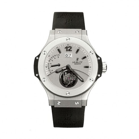 Hublot Big Date Tourbillion Silver Dial Platinum Black Rubber Men's Watch 302.TI.450.RX watches