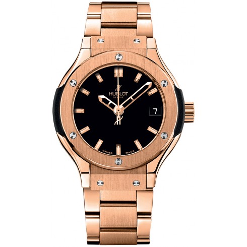 Hublot Classic Fusion Black Dial 18kt Rose Gold Band and Case Ladies Quartz Watch 581.OX.1180.OX watches
