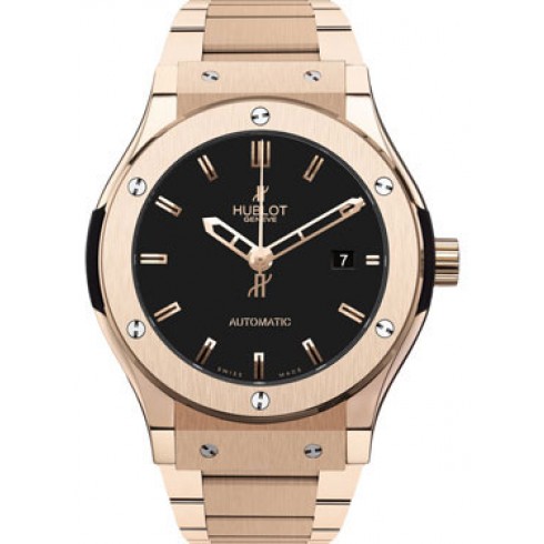Hublot Classic Fusion Black Dial Gold - Tone Stainless Steel Band Automatic Men's Watch 542.OX.1180.OX watches