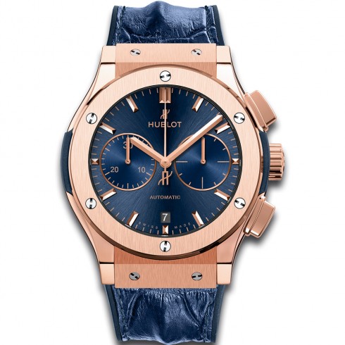 Hublot Classic Fusion Blue Sunray Dial Chronograph 18K King Gold Men's Watch 521.OX.7180.HR watches