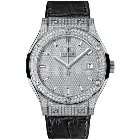 Hublot Classic Fusion Diamond Dial Black Leather Titanium Case Automatic Men's Watch 565.NX.9010.LR.1704 watches