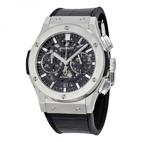 Hublot Classic Fusion Skeleton Dial Titanium Black Leather Automatic Men's Watch 525NX0170LR watches