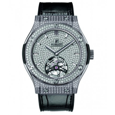 Hublot Classic Fusion Tourbillon Diamond Pave Titanium Men's Automatic Watch 505.NX.9010.LR.1704 watches