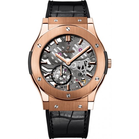 Hublot Classic Fusion Ultra Tin Automatic Skeleton Dial Black Leather Men Watch 545.OX.0180.LR watches