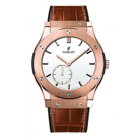 Hublot Classic Fusion Ultra-Thin King Gold White Dial Brown Leather Band 18 Carat Rose Gold Automatic Men's Watch 545.OX.2210.LR watches