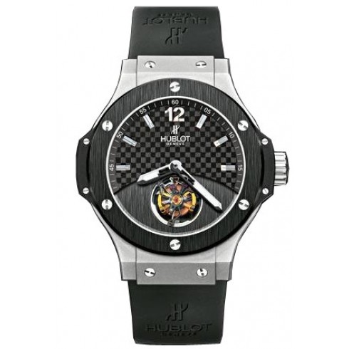 Hublot Tourbillion Solo Bang Black Carbon Fiber Dial Platinum Black Rubber Men's Watch 305.TM.131.RX watches