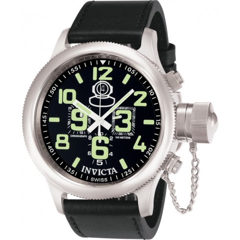 Invicta Signature Russian Diver Chronograph Black Dial Black Leather Men's Watch 7000 watches