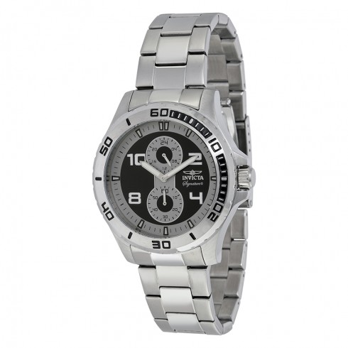 Invicta Signature Black and Silver Dial Stainless Steel Men's Warch 7015 watches
