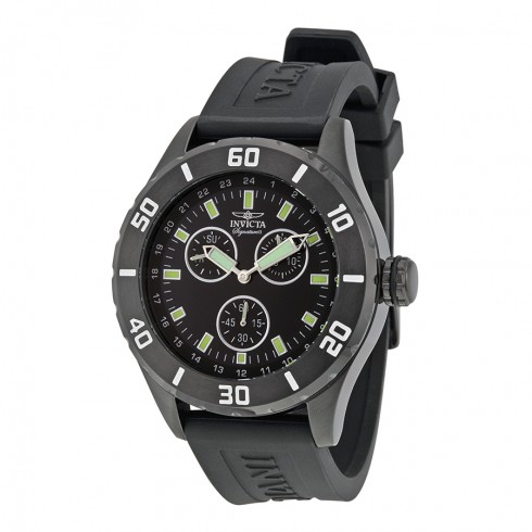 Invicta Signature II Black Dial Black Ion-plated Steel Rubber Strap Men's Watch 7058 watches