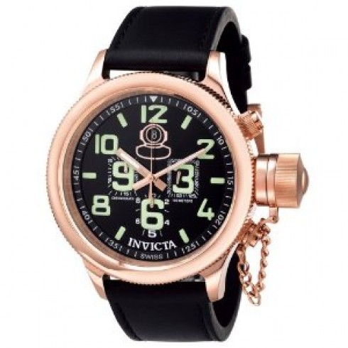 Invicta Signature Russian Diver Chronograph Black Dial Black Leather Men's Watch 7104 watches