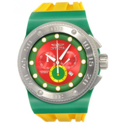 Invicta Akula Chronograph Red and Green Dial Yellow Rubber Men's Watch 12323 watches