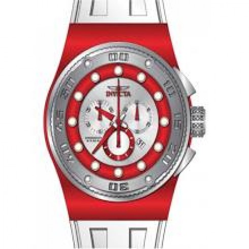 Invicta Akula Chronograph Silver Dial Red Accent White Rubber Men's Watch 12318 watches