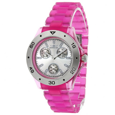 Invicta Anatomic Silver-tone Dial Pink Thermo-Polymer Rubber Ladies Watch 1658 watches