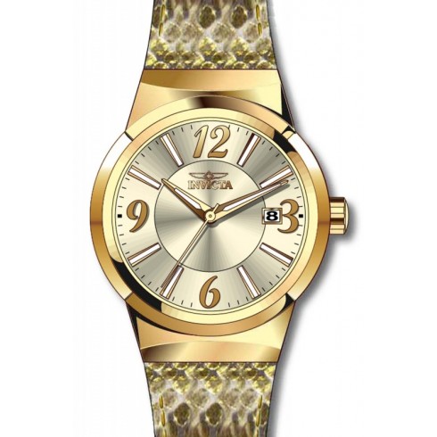 Invicta Angel Champagne Dial Gold Leather Ladies Watch 17296 watches