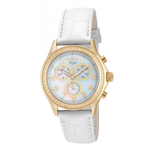Invicta Angel Chronograph Mother of Pearl Dial White Leather Ladies Watch 12990 watches