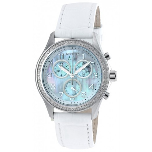 Invicta Angel Chronograph Mother of Pearl White Leather Ladies Watch 21537 watches