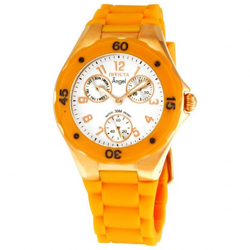 Invicta Angel Collection Rose Gold-Plated Orange Polyurethane Ladies Watch 0712 watches
