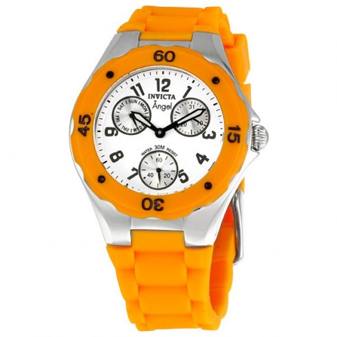 Invicta Angel Collection Stainless Steel Orange Polyurethane Ladies Watch 0696 watches