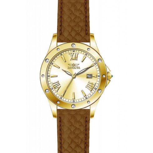 Invicta Angel Gold Dial Brown Leather Ladies Watch 14842 watches