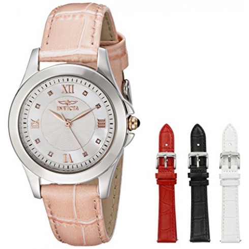 Invicta Angel Mother of Pearl Dial Interchangeable Leather Strap Ladies Watch 12544 watches