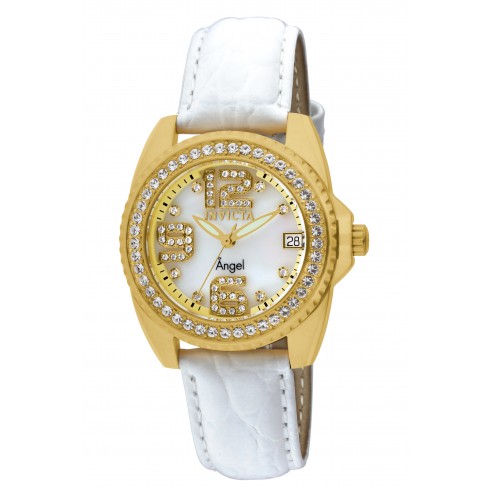 Invicta Angel Mother of Pearl Dial White Leather Ladies Watch 1117 watches
