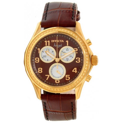 Invicta Angel Multi-Function Brown Dial Brown Leather Ladies Watch 12989 watches