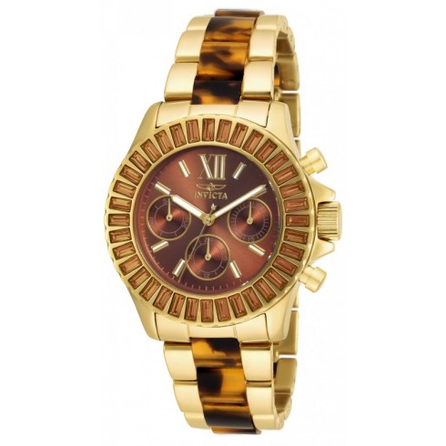 Invicta Angel Multi-Function Brown Dial Gold-plated Tortoise-shell Acetate Ladies Watch 17494 watches